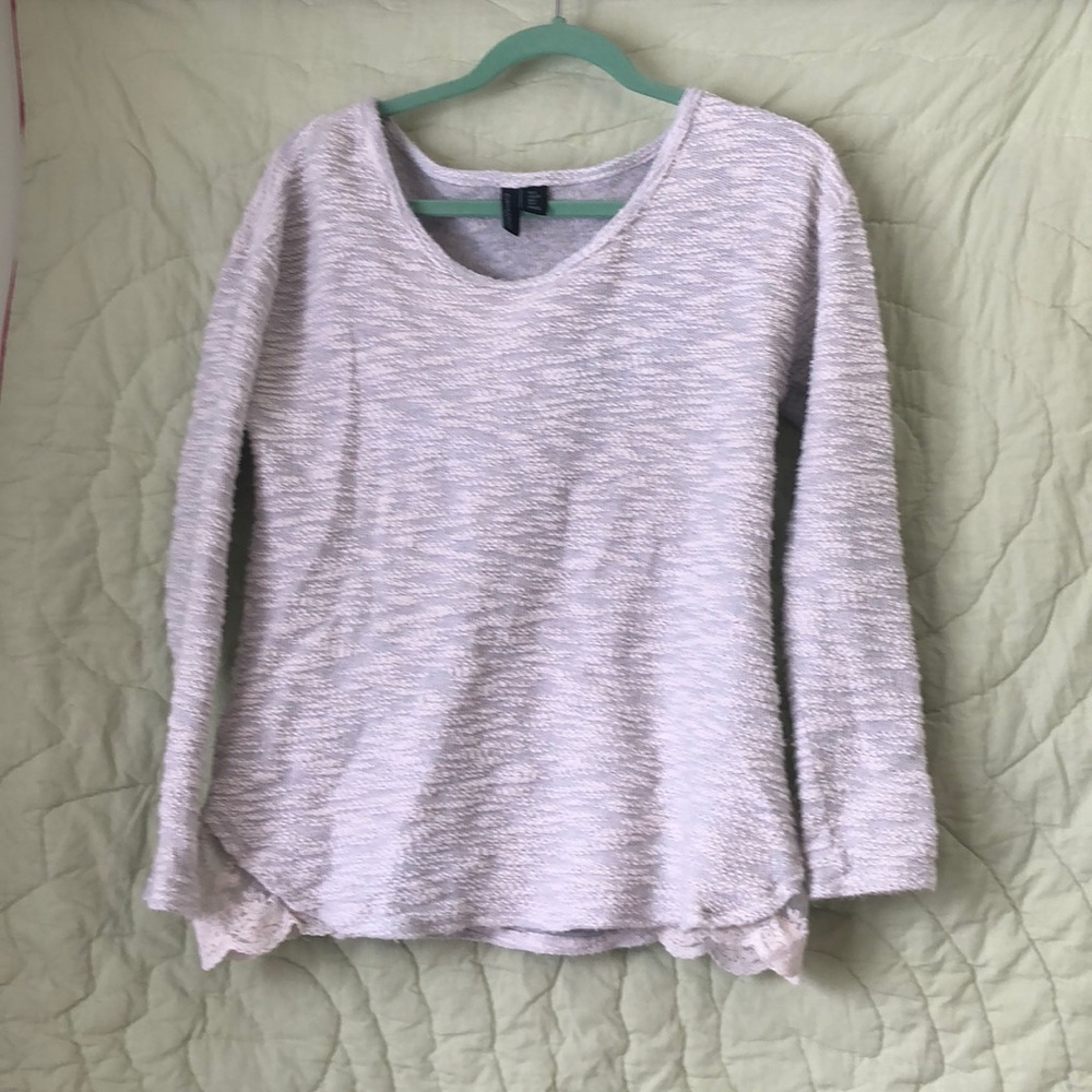 Cynthia Rowley cream sweater w/lace, S